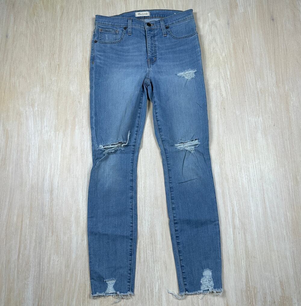 Madewell 9" High Rise Skinny Distressed Stretch Casual Everday Denim Jeans 28